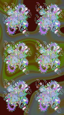 Kusursuz çiçek deseni. Yeşil renkli Asya tekstili. Raster illüstrasyonu.