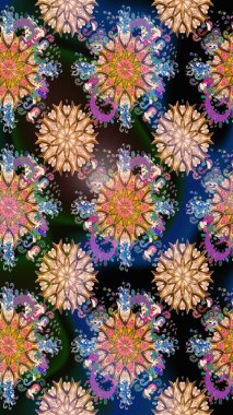 Vadinin mavi ve kahverengi renkli çiçekleri. Raster dikişsiz çiçek deseni.