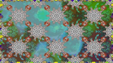 Renkli Yaz Temalı Kusursuz Arkaplan. Düz Çiçek Elementleri Tasarımı. Modaya uygun kumaş deseni. Sevimli çiçek raster deseni.