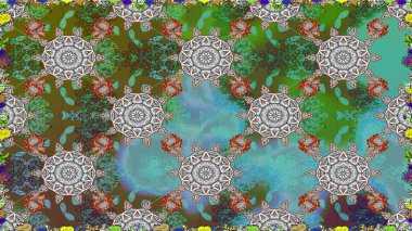 Cute flowers. Raster Trendy fabric pattern. Line seamless pattern.