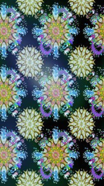 Raster illüstrasyonu. Mavi ve nötr renklerde mavi ve nötr papatya deseni. Mavi ve nötr renklerde.