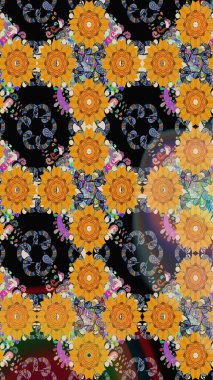 Sarı renkte çiçekler. Renkli Bahar Temalı, pürüzsüz bir arka plan. Düz Çiçek Elementleri Tasarım Raster illüstrasyonu. Çiçekli, suluboya desenli kusursuz çiçek deseni.