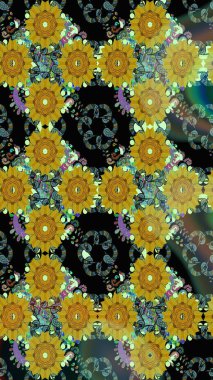 Modern çiçek arkaplanı. Parlak renkli çiçekleri ve yeşil renkli yaprakları olan kusursuz çiçek desenleri. Moda baskıları için zarif bir şablon. Halk stili.