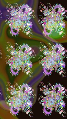 Yeşil renkli çiçekler. Çiçeksiz desenli arka plan, darbeler, sıçramalar, yaz çiçekleri. Raster illüstrasyonu.