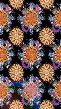 Raster resim. Elle çizilmiş. Güzel kumaş deseni. Doodle çiçekler ve dalları, otlar ve çiçekler.