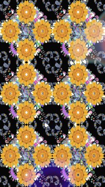 Çiçeksiz desenlerin resmi. Vadinin çiçekleri sarı ve siyah renklerde.