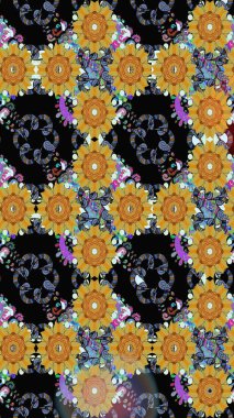 Kusursuz bir arka plan modeli. Suluboya, elle çizilmiş. Raster - stok. Vadinin çiçekleri siyah renklerde.