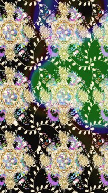 Halk tarzı. Modern çiçek arkaplanı. Moda baskıları için zarif bir şablon. Rengarenk çiçekleri ve yaprakları tarafsız renklerde inanılmaz bir çiçek deseni var..