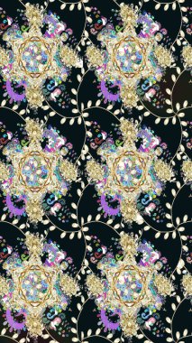 Raster illüstrasyonu. El çizimi. Çiçekli, yapraklı, çiçeksiz çiçek desenli..