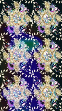 Renkli Bahar Temalı Kusursuz Arkaplan. Gri renkli, zarif çiçek buketli suluboya. Düz Çiçek Elementleri Tasarımı. Raster illüstrasyonu.