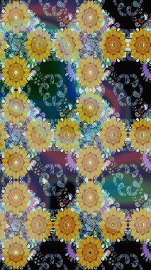 Küçük renkli çiçekler. Küçük çiçekte güzel bir desen. Motley illüstrasyonu. Moda baskıları için zarif bir şablon. Tarafsız ve mavi çiçekli bahar çiçekleri.