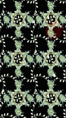 Çiçekli karalama şeklinde Raster çiçek deseni. Raster illüstrasyonu. Yumuşak, yaz çiçekleri siyah ve nötr renklerde.