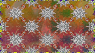 Kumaş, tekstil, duvar kağıdı baskısı için. Eski usul. Tomurcukları papatya çiçekleri olan sevimli bir çiçek deseni. Raster illüstrasyonu. Miles Fleur, süslü püslü bir süs. Kusursuz arkaplan.