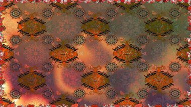 Etnik Mandala süsü. Raster Henna dövme stili. Kızılderili desenli desenli desenli şal deseni. Tekstil, tebrik kartı, boyama kitabı, telefon kılıfı baskısı için kullanılabilir.