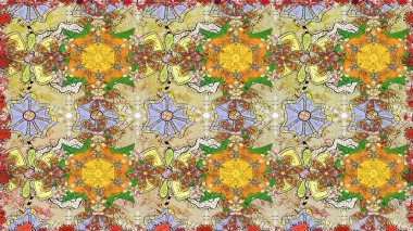 Raster suluboya çiçek deseni, narin çiçekler, tarafsız çiçekler, tebrik kartı şablonu. Raster Güzel kumaş deseni.