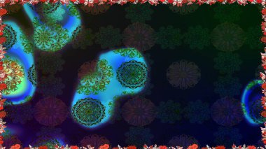 Gri renkli çiçekler. Düz Çiçek Elementleri Tasarımı. Raster illüstrasyonu. Renkli Bahar Temalı Kusursuz Arkaplan. Kusursuz çiçek deseni. Asya tekstil tarzında.