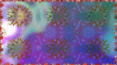 Mor kıvırcık çiçekler mor renkte şekillenir. Klasik çiçek tasarımı elementleri. Raster illüstrasyonu.