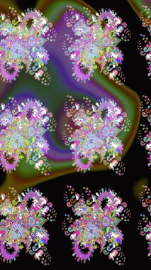 Modern çiçek arkaplanı. Moda baskıları için zarif bir şablon. Parlak renkli çiçekleri ve siyah yaprakları olan, kusursuz çiçek desenleri. Halk stili.