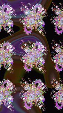 Kahverengi renkli çiçekler. Küçük çiçekteki sevimli çiçek deseni. Raster illüstrasyonu.