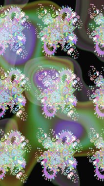 Düz Çiçek Elementleri Tasarımı. Renkli Bahar Temalı Kusursuz Arkaplan. Raster..