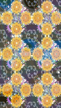 Raster illüstrasyonu. Küçük çiçekli şirin bir desen. Çiçek ve yapraklı çiçek deseni.