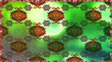 Nazik, narin çiçek arkaplanı. Yeşil renkli çiçekler. Raster çiçek desenli ve çiçekli..