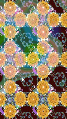 Güzel, parlak, pürüzsüz kumaş, tuval. Eski moda arka plan. Şablon, pürüzsüz, çiçekli kenar. Kıvırcık, parlak örgü. Raster illüstrasyonu. Çiçeklerin çelengi.