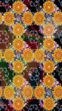 Güzel kumaş deseni. Raster suluboya deseni, narin çiçekler, sarı çiçekler, tebrik kartı şablonu..