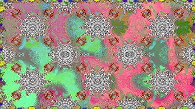 Sevimli çiçek raster deseni. Gri renkli çiçekler. Düz Çiçek Elementleri Tasarımı. Renkli Bahar Teması Kusursuz Arkaplan.