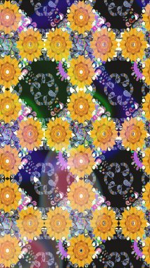 Renkli Bahar Tema dikişsiz desen Arka Plan. Düz Çiçek Elemanları Tasarım. Süslü kumaş deseni. Raster illüstrasyon dikişsiz Çiçek Desen.