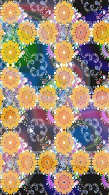 Raster illüstrasyonu. Güzel kumaş deseni. Bahar çiçekli, dikişsiz çiçek deseni..