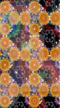 Raster stili kumaş deseni. Çiçekler suluboya desensiz.