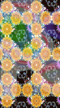 Bej renkli çiçekler. Çiçeksiz desenli arka plan, yaz çiçekleri. Renkli Bahar Temalı Kusursuz Arkaplan. Düz Çiçek Elementleri Tasarımı.