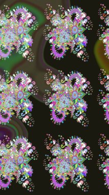 Çocuk stili. Düz Çiçek Elementleri Tasarımı. Renkli Bahar Temalı Kusursuz Arkaplan. Çiçekli pürüzsüz raster arka plan.