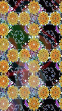 Raster Hip kumaş deseni. Kusursuz Vintage Çiçek Deseni.