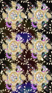 Elle çizilmiş. Raster resim. Sorunsuz çiçek desenli çiçekli, halk tarzında bırakır.