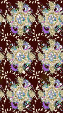 Tekstil, tebrik kartı, boyama kitabı, telefon kılıfı baskısı için kullanılabilir. Kızılderili desenli desenli desenli şal deseni. Etnik Mandala süsü. Raster Henna dövme stili.