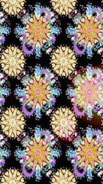 Tekstil için figür. Poster ya da kapak için arka plan. Davetiye ve kartpostal tasarımı için dekoratif çiçek unsurları. Yapraklı kusursuz desen. Sevimli zarif çiçekler Raster illüstrasyonu.