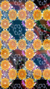 Kusursuz çiçek deseni. Sarı renkli Asya tekstili. Raster illüstrasyonu.