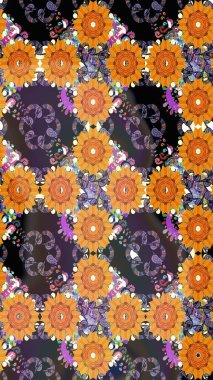 Güzel, pürüzsüz bir desen. Raster çiçekli arka plan. Renkli Yaz Temalı Kusursuz Arkaplan. Düz Çiçek Elementleri Tasarımı. Yazdır. Şirin kumaş deseni.