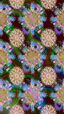 Bright bouquets on a fashion grunge background. Raster illustration. Cute seamless pattern with a small flower in a vintage style. Blossoming background for printing on fabric, wallpaper and paper.