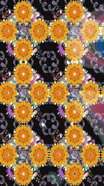 Raster dikişsiz çiçek deseni. Vadinin çiçekleri gri ve sarı renklerde.