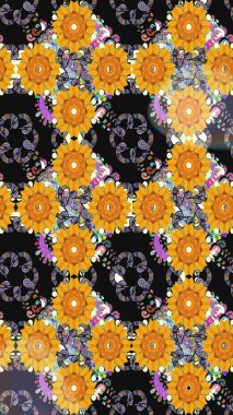 Raster deseni. Küçük çiçekteki sevimli çiçek deseni. Raster illüstrasyonu. Gri renkte yaz çiçekleri.