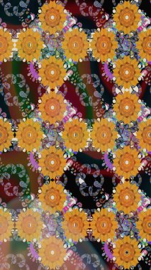 Kahverengi renkli çiçekler. Kusursuz çiçek deseni duvar kâğıdı olarak kullanılabilir. Raster illüstrasyonu.