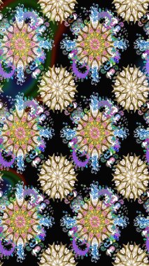 Siyah ve nötr renklerde. Güzel kumaş deseni. Raster illüstrasyonu. Raster illüstrasyonunda kusursuz çiçek deseni.