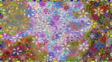 Çiçeksiz desenli arka plan. Tarafsız renklerde çiçekler. Tişört baskısı için çiçek boyama rasteriName.