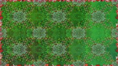 Yeşil ve nötr renklerde çiçeklerle kusursuz çiçek deseni. Çiçekler suluboya tarzında yeşil ve nötr renklerde.