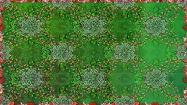 Yeşil ve nötr renklerde çiçeklerle kusursuz çiçek deseni. Çiçekler suluboya tarzında yeşil ve nötr renklerde.