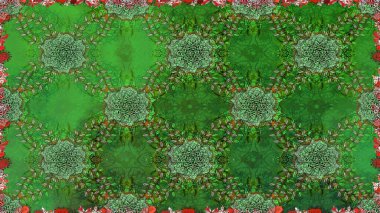 3 boyutlu çiçekler, pürüzsüz. Raster illüstrasyonu. Yeşil ve nötr renklerde.