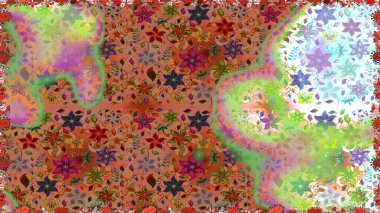 Çiçekli bahar çiçekleri. Küçük çiçekte güzel bir desen. Küçük renkli çiçekler. Moda baskıları için zarif bir şablon. Motley illüstrasyonu. Kusursuz..